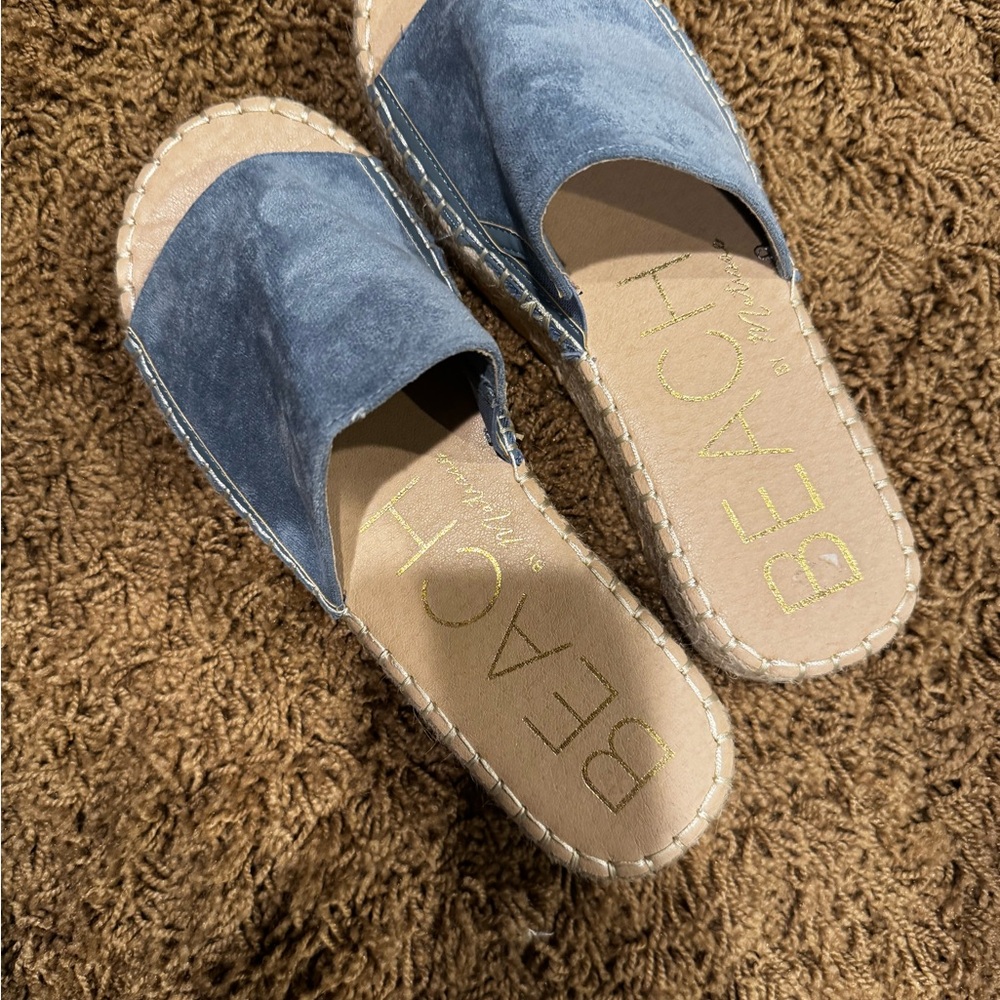 Women's Blue Slide Sandals